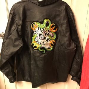 Leather riding pullover jacket